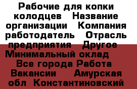 Рабочие для копки колодцев › Название организации ­ Компания-работодатель › Отрасль предприятия ­ Другое › Минимальный оклад ­ 1 - Все города Работа » Вакансии   . Амурская обл.,Константиновский р-н